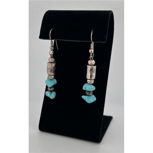 Navajo Turquoise Lapis Sterling Silver Earrings