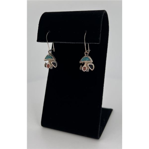 Zuni Chip Inlay Sterling Silver Earrings