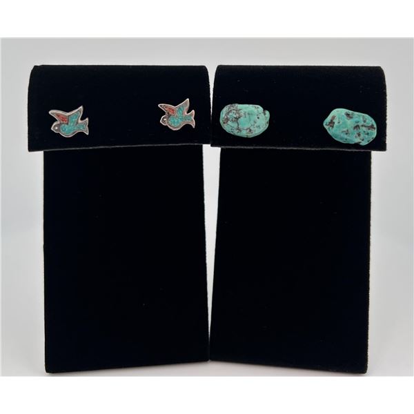 Navajo Zuni Turquoise Sterling Silver Earrings