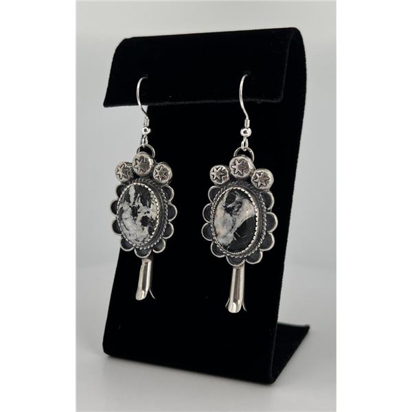 White Buffalo Turquoise Sterling Silver Earrings