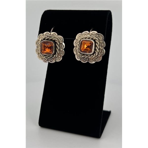 Navajo Citrine Sterling Silver Earrings