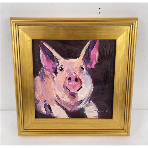 Jose Trujillo Farm Pig Oil Painting