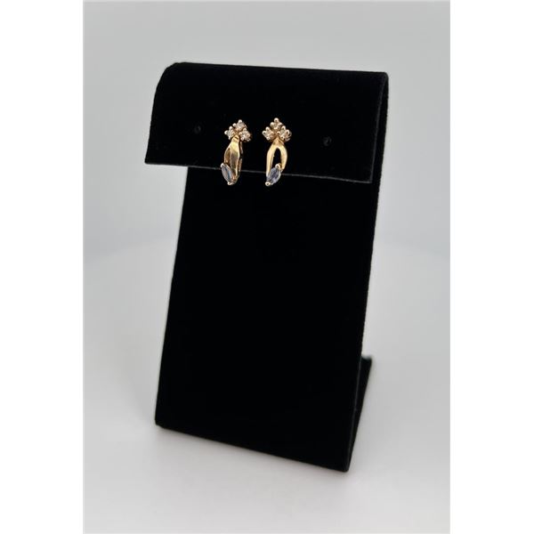 14k Gold Diamond and Spinel Earrings