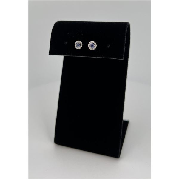 18k White Gold CZ Spinel Earrings