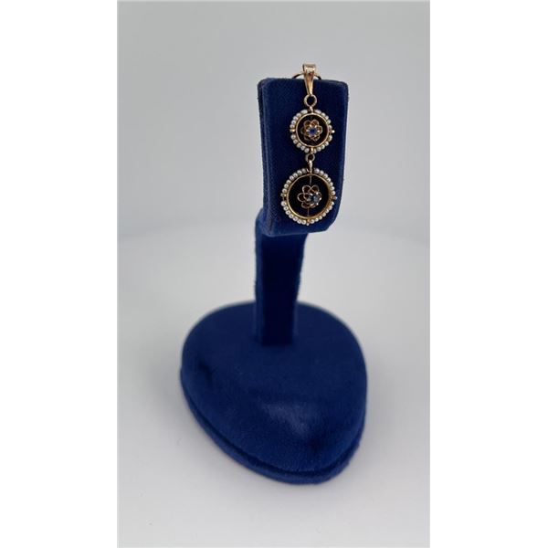 Victorian 10k Gold Sapphire Pearl Pendant