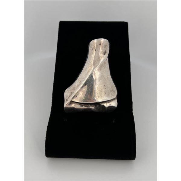 Freeform Brutalist Sterling Silver Scarf Slide