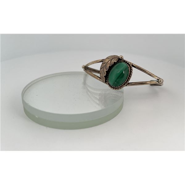 Navajo Sterling Silver Malachite Bracelet