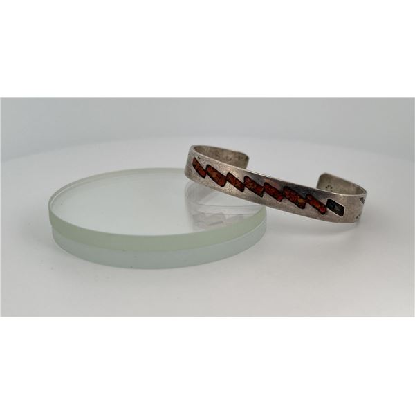 Zuni Chip Inlay Sterling Silver Bracelet