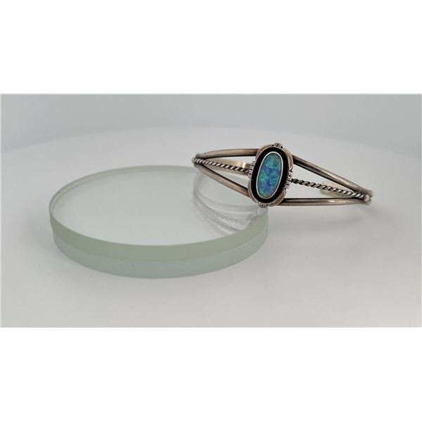 Navajo Sterling Silver Blue Opal Bracelet