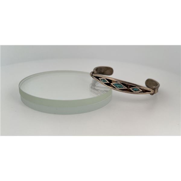 Zuni Chip Inlay Sterling Silver Bracelet
