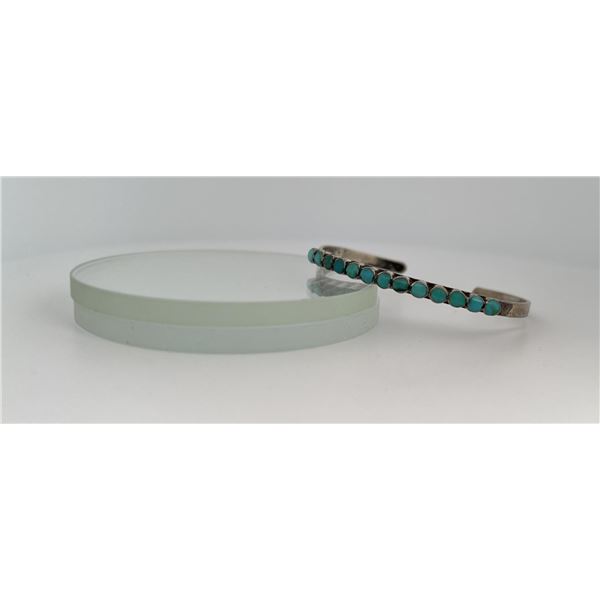 Zuni Sterling Silver Turquoise Inlay Bracelet