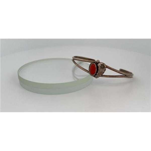 Navajo Sterling Silver Coral Bracelet