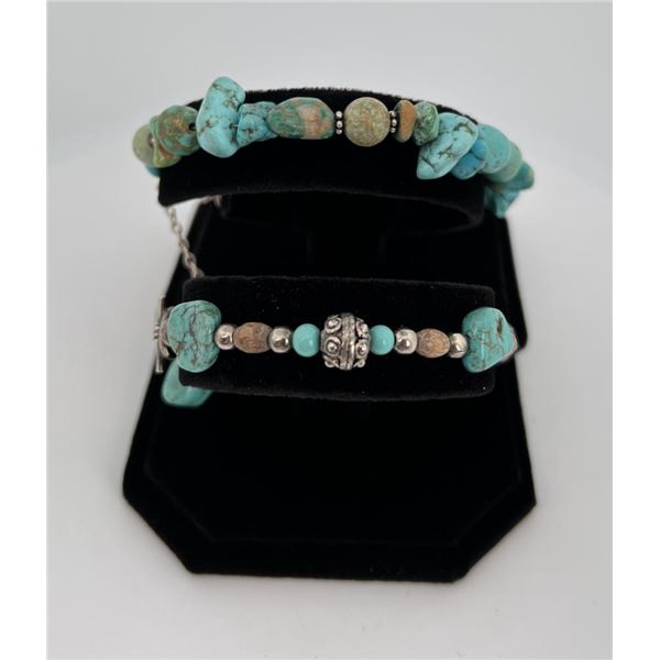 Pair of Southwest Turquoise Howlite Bracelets