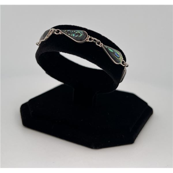 Taxco Mexico Sterling Silver Abalone Bracelet