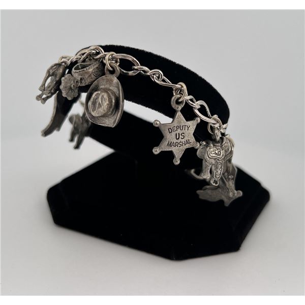 Sterling Silver Cowboy Charm Bracelet