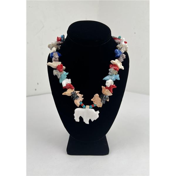 Large Chunky Zuni Turquoise Fetish Necklace