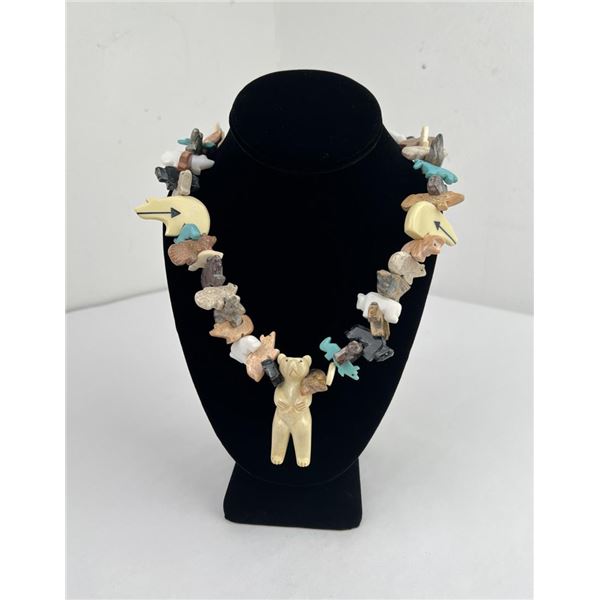 Large Chunky Zuni Turquoise Fetish Necklace