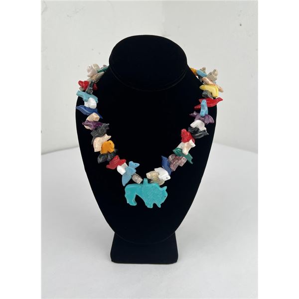 Large Chunky Zuni Turquoise Fetish Necklace