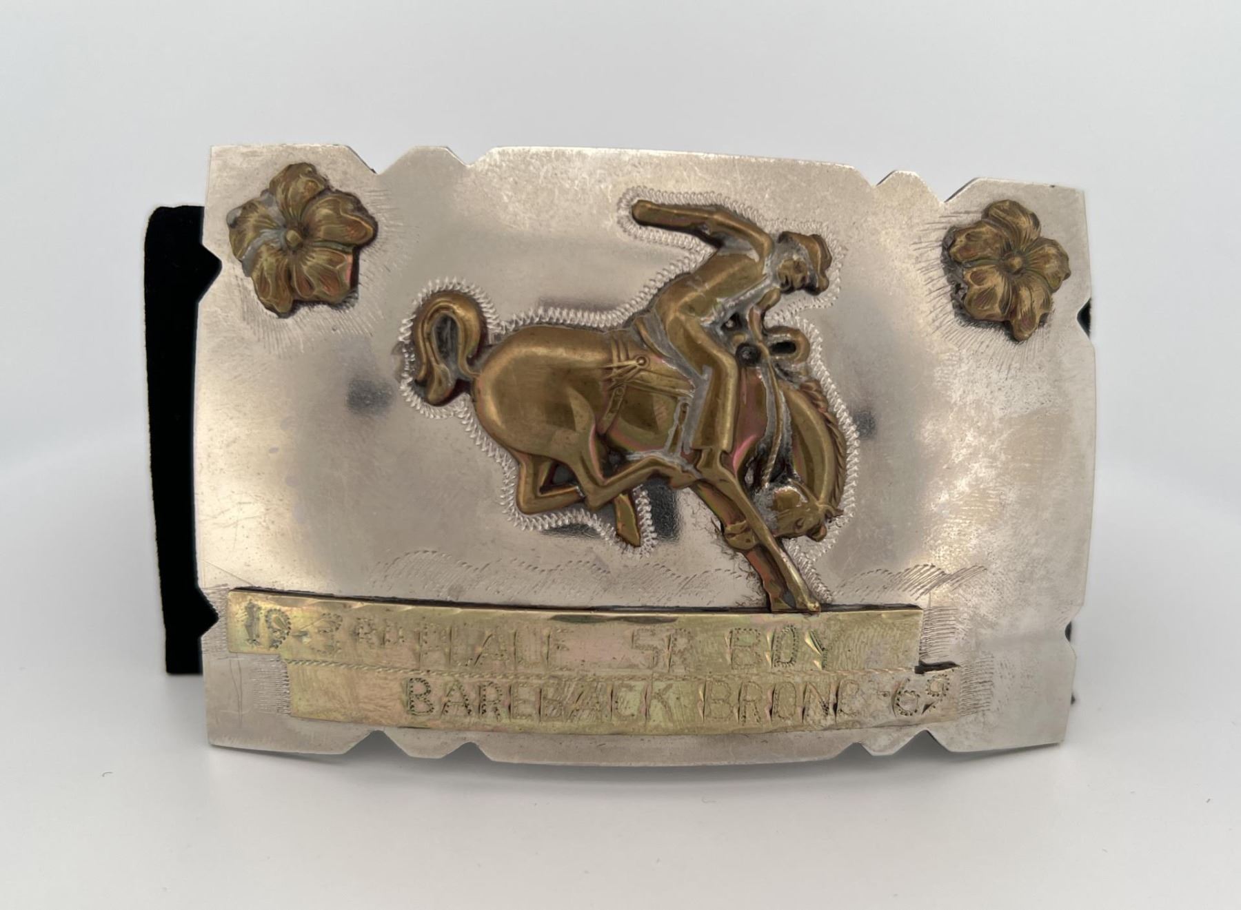1969 Bare Back Bronc Rider Trophy Belt Buckle