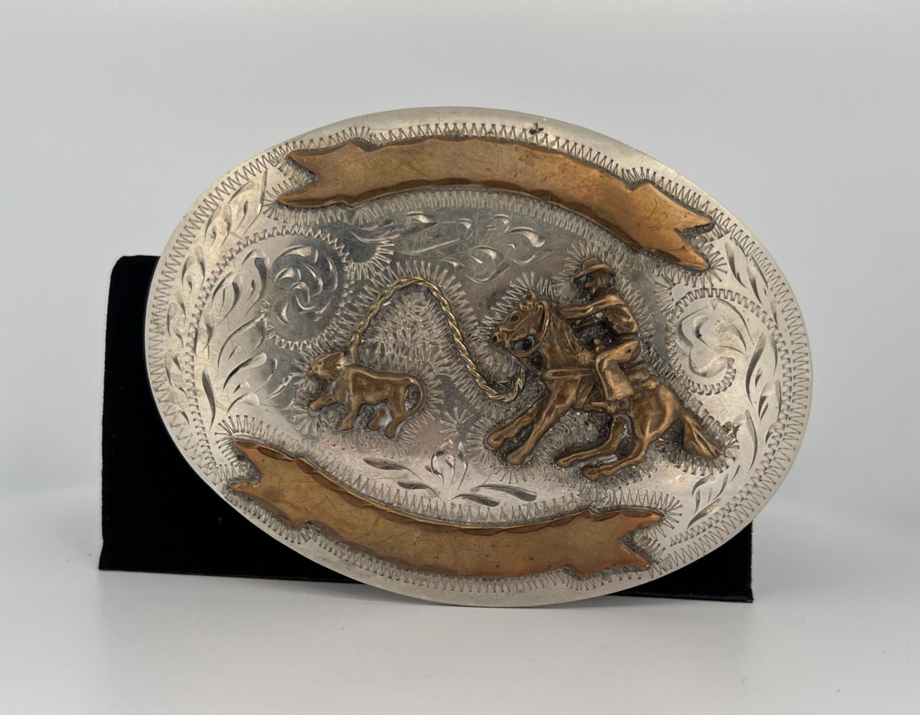 Calf Roping Rodeo Trophy Belt Buckle