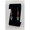 Image 1 : Sterling Silver Coral and Turquoise Earrings