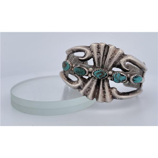 Navajo Sterling Silver Sand Cast Bracelet
