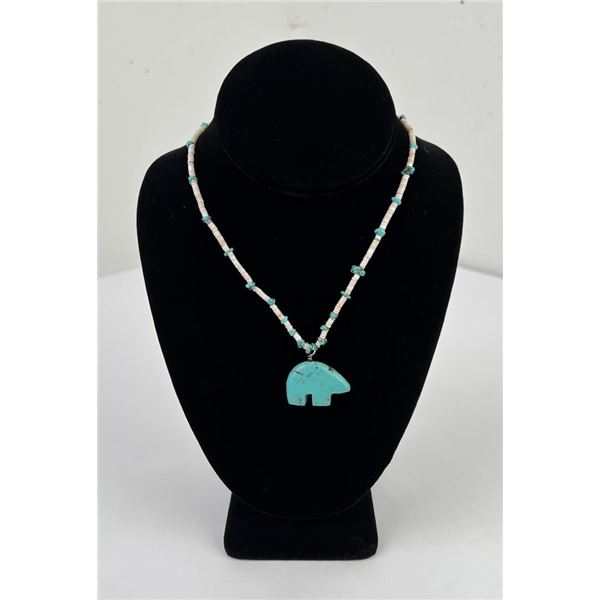 Zuni Heishi Bear Fetish Necklace