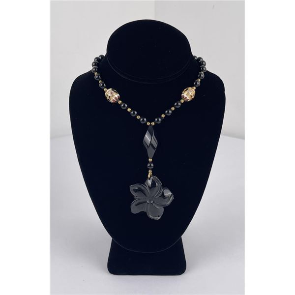 Vintage Onyx or Jet Mourning Necklace