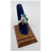 Image 1 : Navajo Sterling Silver Turquoise and Coral Ring