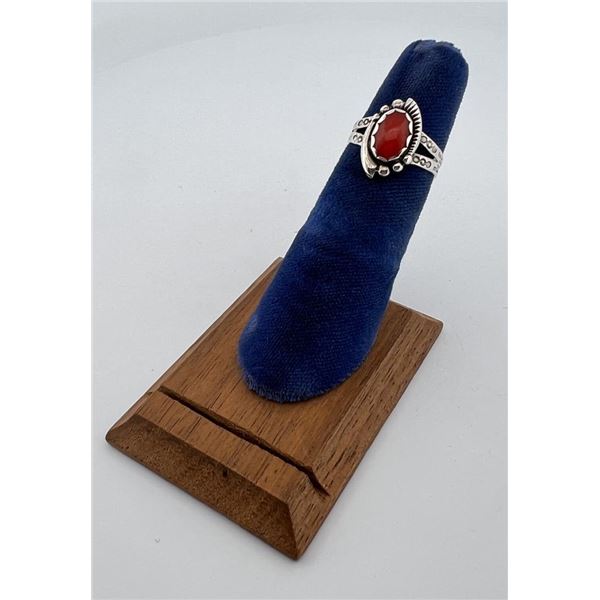 Navajo Sterling Silver Coral Ring