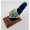 Image 2 : Navajo Sterling Silver Turquoise Chief Ring