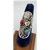 Image 1 : Navajo Sterling Silver Turquoise Buffalo Ring