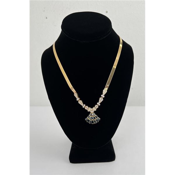 14k Gold Kashmir Sapphire Necklace