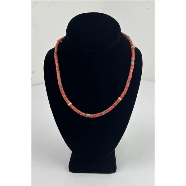 Navajo Coral Turquoise Heishi Necklace