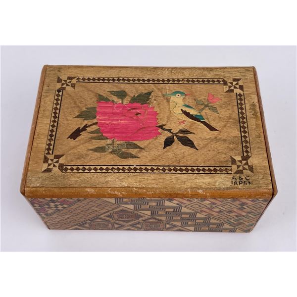 Vintage Japanese Wood Inlaid Puzzle Box