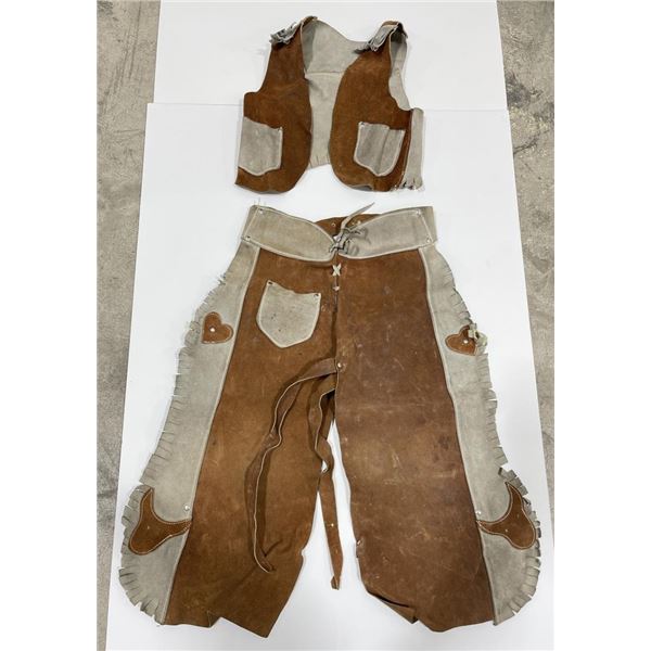 1950s Leather Childs Cowboy Vest and Chaps