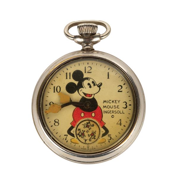 An Ingersoll Mickey Mouse Pocket Watch.