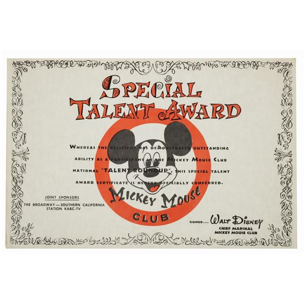 Mickey Mouse Club Special Talent Award.