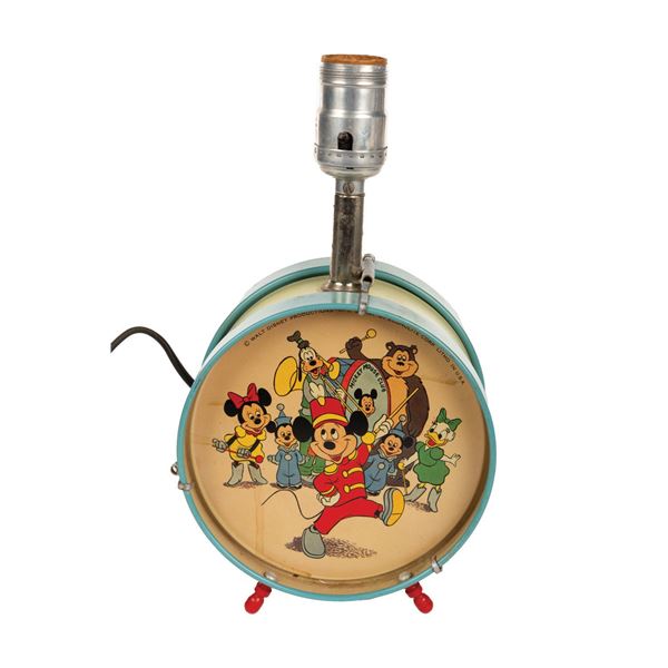 Mickey Mouse Club Tin Litho Drum Lamp.