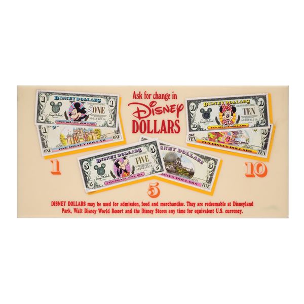 An Ask for Change in Disney Dollars Sign.