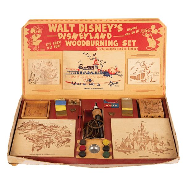 A Disneyland Wood Burning Set Store Display.