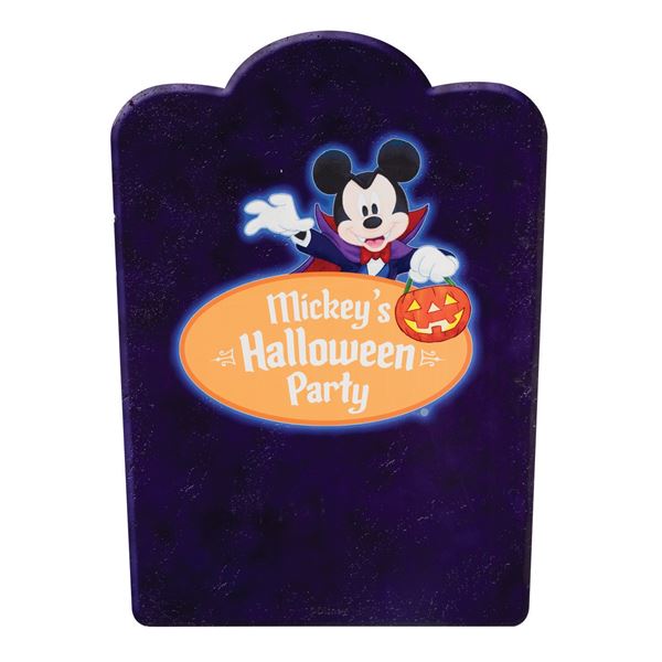A Mickey's Halloween Party Sign.