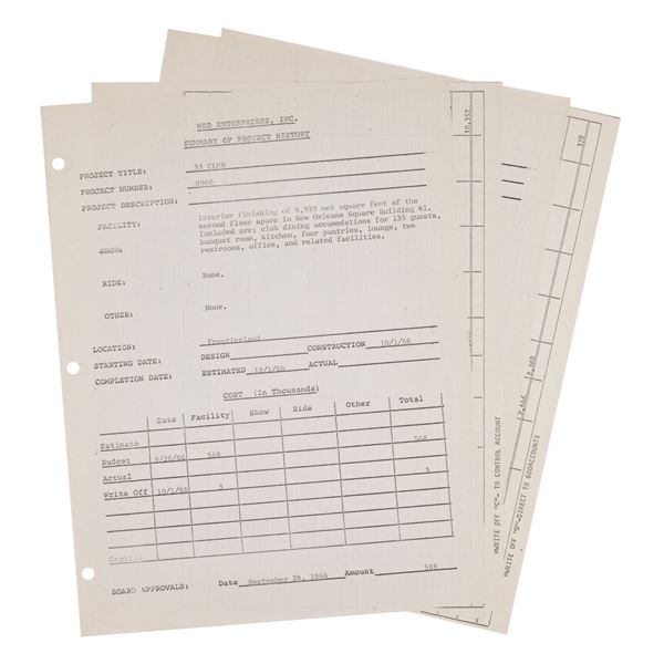 A Club 33 Project Budget Summary.