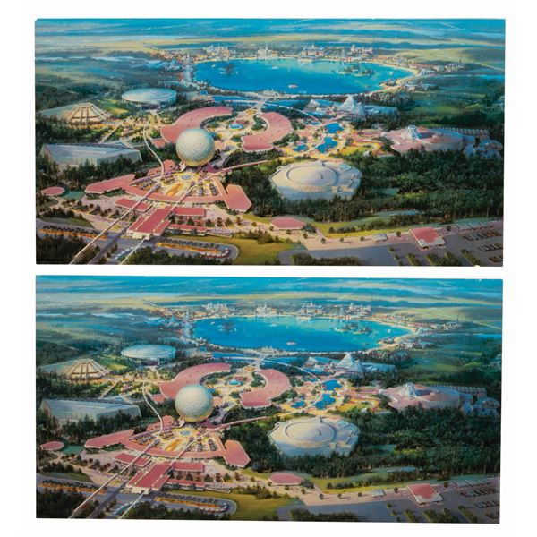 A Pair of EPCOT Pre-Opening Oversized Postcards.