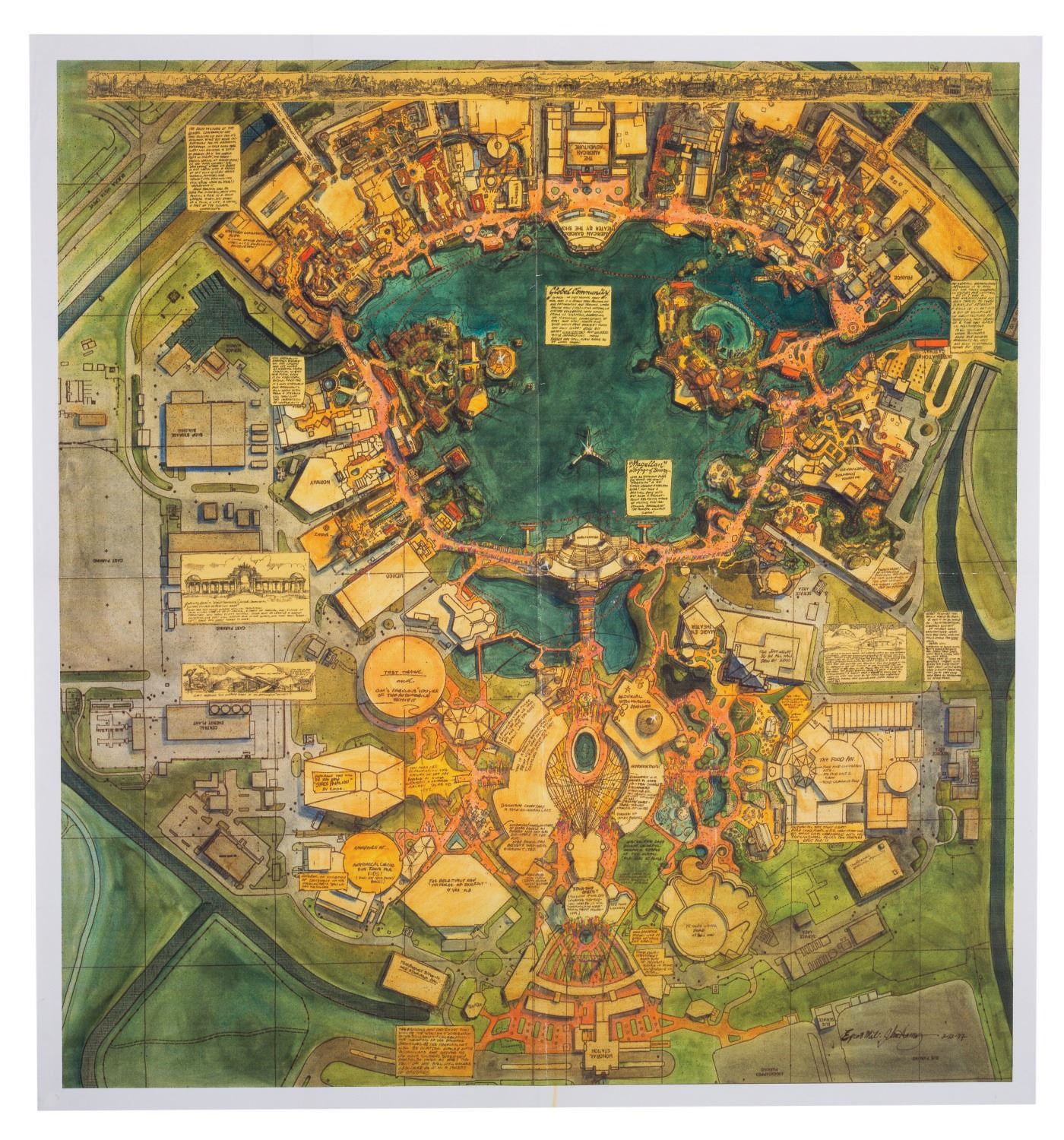 Epcot Centre Pattern Epcot Center Site Plan Print by John Horny.