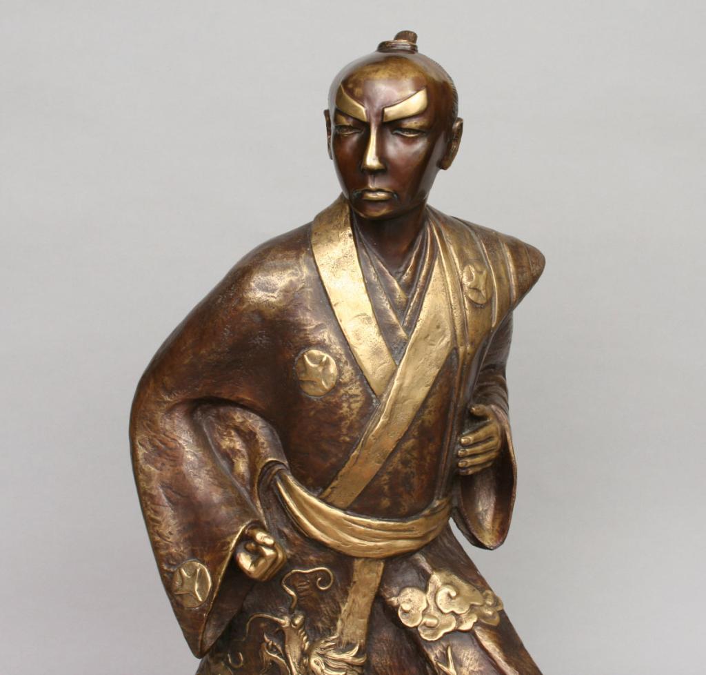 Large Japanese Bronze Warrior Sculpture