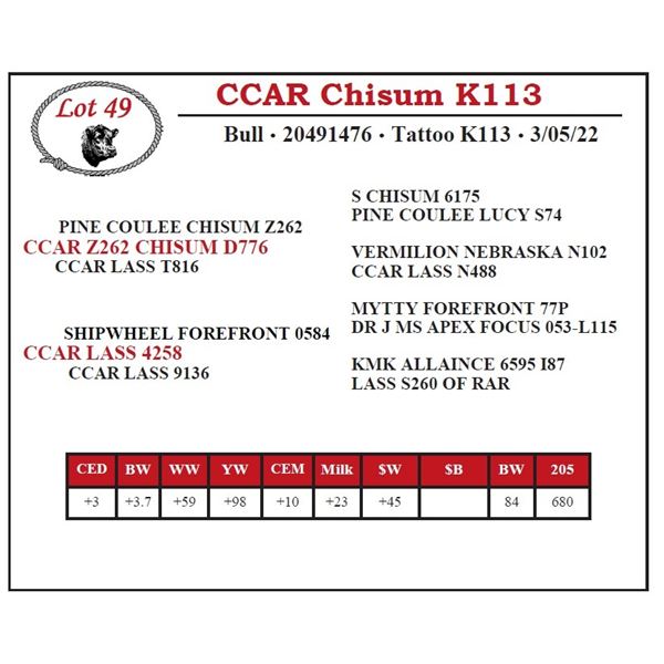 CCAR Chisum K113