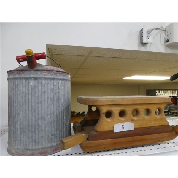 antique galvenized can, wooden Napkin Holder