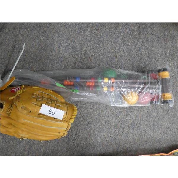 baseball glove & croquet set