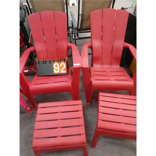 plastic lawn chairs w/ foot stools